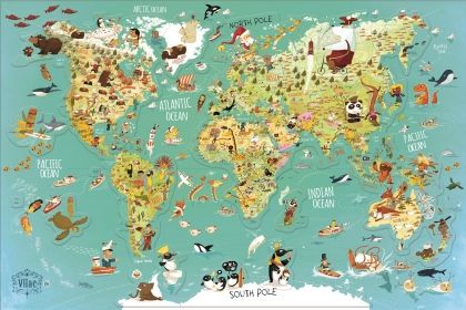 Vilac - Детска магнитна карта на света - Английска версия