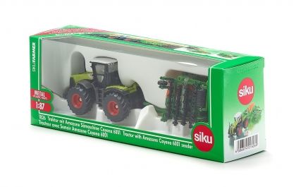 SIKU -  Играчка трактор с редосеялка Claas