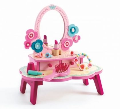Djeco, дървена, тоалетка, с, огледало, за, госпожици, играчка, играчки, игри, игра 