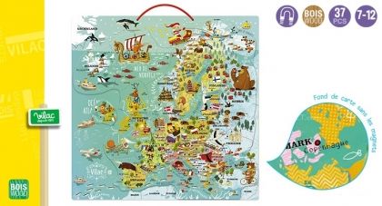 vilac, детска, дървена, магнитна, карта, на, Европа, пъзел, пъзели, забавно, игра, игри, играчка, играчки