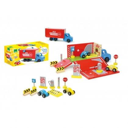 Vilac - Детска дървена играчка камион - гараж