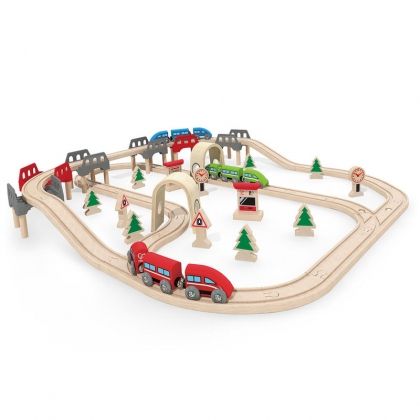hape, дървени, релси, влакче, влак, влакове, линии, мост, мостове, издигаща се, спускаща се, аксесоари, игра, игри, играчка, играчки