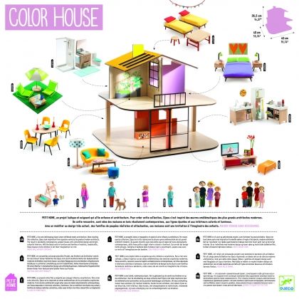 Djeco - дървена куклена къща Color House 