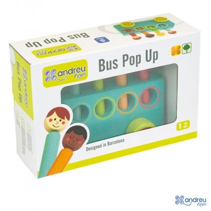 Andreu toys - Дървено автобусче с четири цветни фигурки