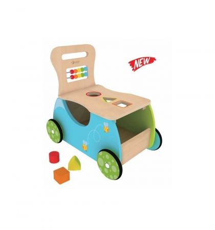 classic world, детска, дървена, количка, проходилка, кубчета, сортер, сметало, играчка, играчки, игри, игра