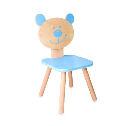 Classic World - Детско дървено столче - Мече - Синьо