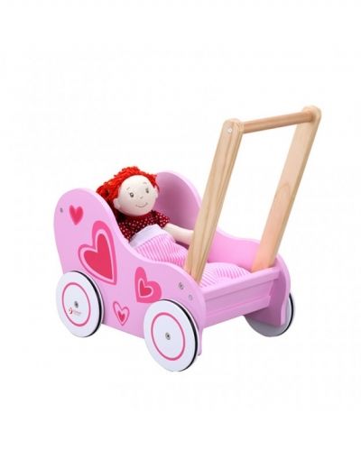 classic world, детска, дървена, количка, за, кукли, розова, игра, игри, играчка, играчки
