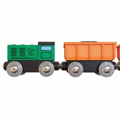 hape, дизелов, локомотив, влак, влакче, товарно, товарен, релси, игра, игри, играчка, играчки