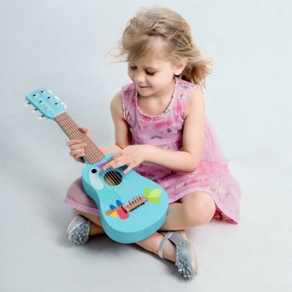 classic world, детска, дървена, китара, синя, тукан, музикален, инструмент, игра, игри, играчка, играчки