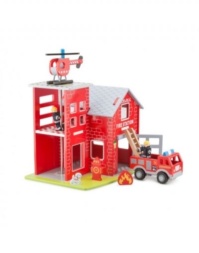 new classic toys, дървена, пожарна, станция, пожар, пожарникари, игра, игри, играчка, играчки