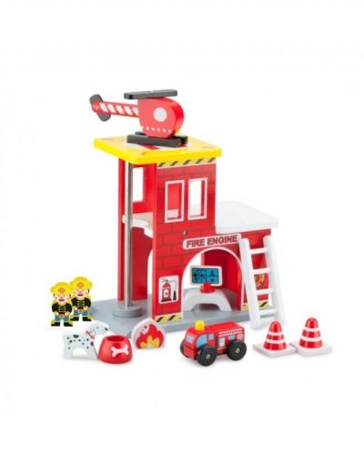 new classic toys, мини, дървена, пожарна, станция, пожар, пожарникари, игра, игри, играчка, играчки