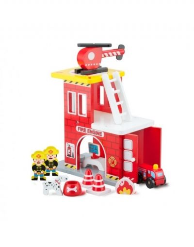 new classic toys, мини, дървена, пожарна, станция, пожар, пожарникари, игра, игри, играчка, играчки