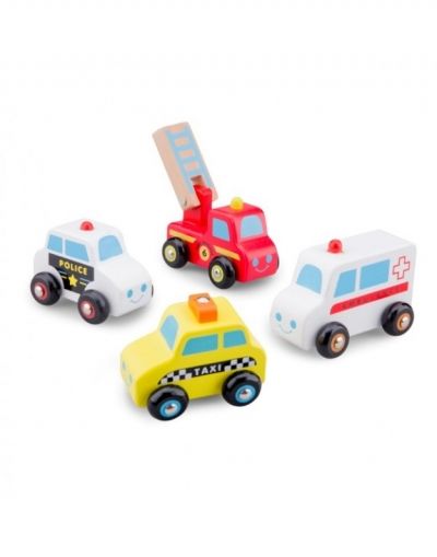 new classic toys, комплект, дървен, дървени, колички, коли, линейка, полицейска, кола, пожарна, такси, игра, игри, играчка, играчки