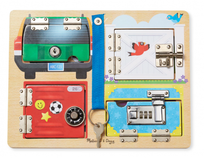 melissa,&,doug,детска,дървена,играчка,със,заключалки, ключалки,  брави, ключ, уча, образователна