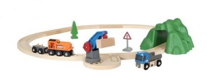 brio, комлект, дървен, товарен, влак, с, релси, игра, игри, играчка, играчки