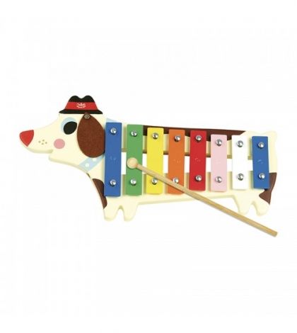 vilac, дървен, ксилофон, музикален, инструмент, музика, за, деца, куче, кученце,  игра, игри, играчка, играчки