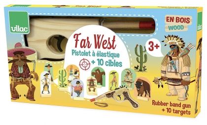 vilac, далечният, запад, дървено, пистолетче, пистолет, ластичета, мишени, игра, игри, играчка, играчки