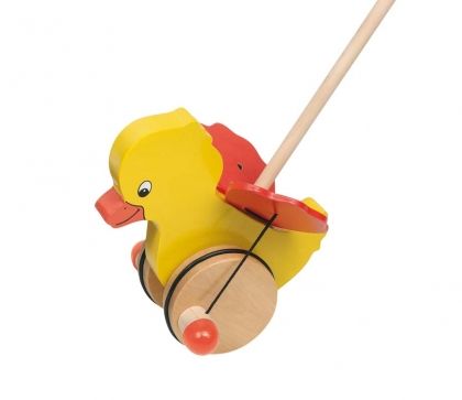 Goki, дрвена играчка за бутане, пате с крила, играчка, играчки, игри, игра 
