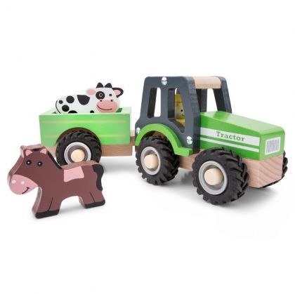 New Classic Toys, игри за подреждане, трактор, дървен трактор, животни, дървени животни,  играчка трактор, трактор с ремарке, игра, игри, играчка, играчки,	