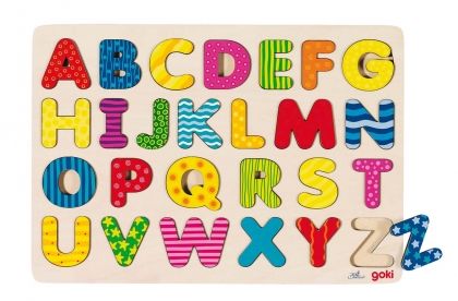 Goki, детски дървен азбучен пъзел, пъзел, пъзели, puzzles, пъзелите, пъзели игри