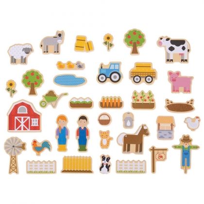 bigjigs, дървени, магнити, ферма, домашни, животни, игра, игри, играчка, играчки