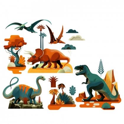 Djeco, детски, стикери, за многократна употреба, динозаври, творчески, комплект, играчка, играчки, игри, игра