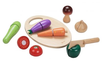 classic world, дървен, комплект, зеленчуци, за, рязане, дървени, дъска, ножче, игра, игри, играчка, играчки