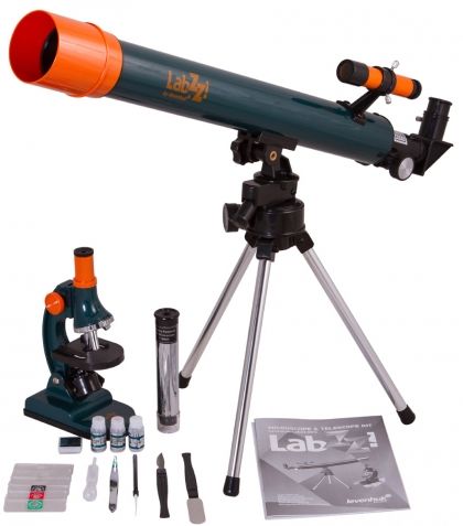 Levenhuk, Комплект, микроскоп, телескоп, LabZZ, биологичен микроскоп, рефракторен телескоп, оптика, наблюдения, изследване, игра, игри, играчка, играчки