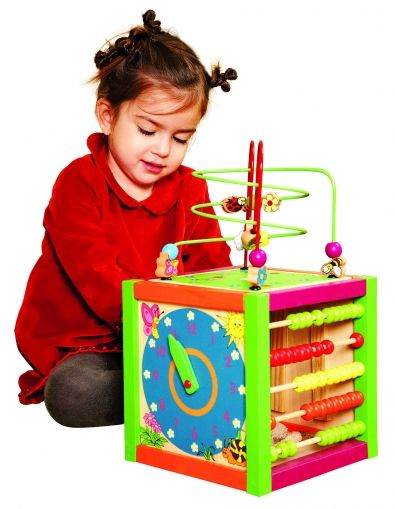Woody - Детска дървена играчка дидактически цветен куб