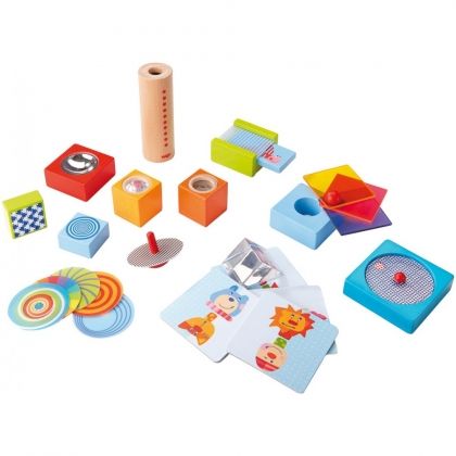 haba, дървена, игра, калейдоскоп, оптична, кутия, оптична кутия, опити, експерименти, цветове, фигури, забавна, игри, играчка, играчки