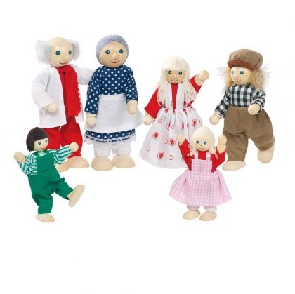 Goki, гъвкави, кукли, за куклена, къща, кукленска, къща, за кукли, фермерско, семейство, дървени, кукли, семейство, играчка, играчки, игри, игра