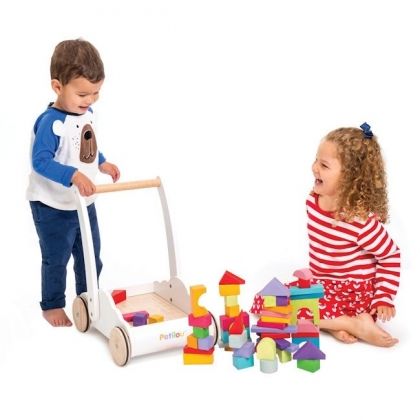 le toy van, дървена проходилка, дъга в облак, детска, дървена, количка, проходилка, кубчета, играчка, играчки, игри, игра