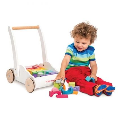 le toy van, дървена проходилка, дъга в облак, детска, дървена, количка, проходилка, кубчета, играчка, играчки, игри, игра