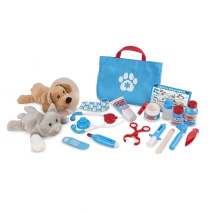 melissa & doug, комплект за игра с аксесоари в чантичка, ветеринарен лекар, ветеринар, лекар, животни, лекарски комплект, ветеринарен комплект, игра, игри, играчка, играчки