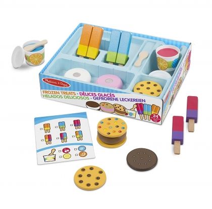 melissa & doug, дървен комплект, замразени лакомства, сладолед, сладоледи, лакомства, сладкиши, замразени, игра, игри, играчка, играчки