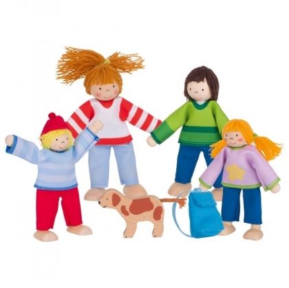 Goki, гъвкави куклички, семейство на къмпинг, семейство, куче, кученце, дървени кукли, играчка, играчки, игри, игра