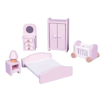 Lelin, къщи, кукла, къща за кукли, мебели за къща за кукли, кукли, обзавеждане, спалня, нощно шкафче с лампа, тоалетка, гардероб, детска кошара за бебе, легло, игра, игри, играчка, играчки,