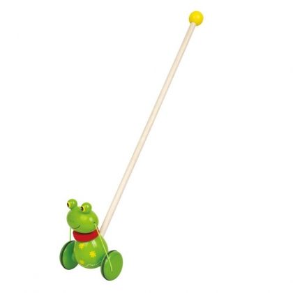 Lelin, дървена, играчка за бутане, жабче, жаба, зелена жаба, играчка за навън, навън, бутане, дърво, играчки, игра, игри