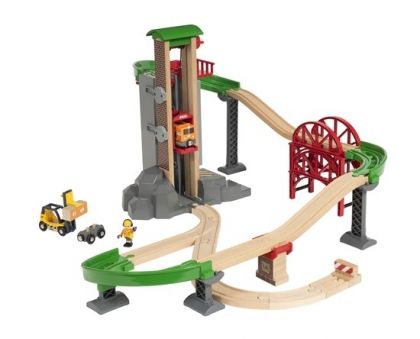 brio, комплект дървени релси, склад, дървени релси, релси, асансьор, влак, игра, игри, играчка, играчки