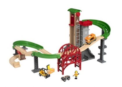 brio, комплект дървени релси, склад, дървени релси, релси, асансьор, влак, игра, игри, играчка, играчки