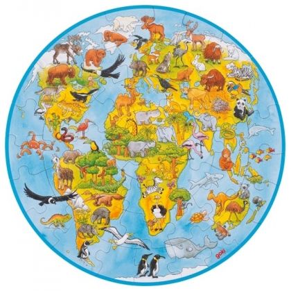 goki, кръгъл пъзел, свят, детски пъзел, забавен пъзел, животни, континенти, държави, пъзел, пъзели puzzle, puzzles