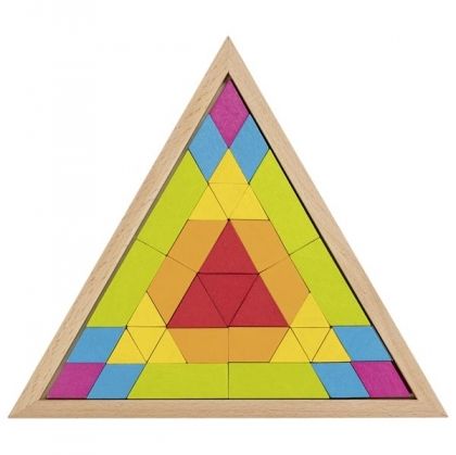 goki, дървена мозайка, триъгълник, многоцветна мозайка, мозайка, забавна мозайка, креативна мозайка, творчество, изкуство, игра, игри, играчка, играчки