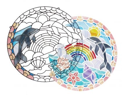 melissa & doug, комплект за стъклопис със стикери, делфин, делфини, стъклопис, стикери, творчество, игра, игри, играчка, играчки