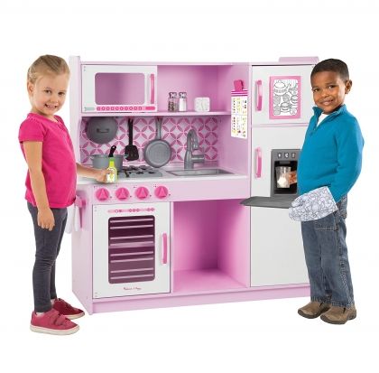 melissa & doug, дървена кухня, кухнята на главния готвач, розова, розова кухня, кухня, детска кухня, дървена кухничка, готвене, забавна игра, игра, игри, играчка, играчки