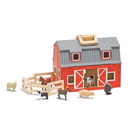 melissa & doug, дървена играчка, сгъваем хамбар, обор, ферма, животни, селскостопански животни, дървена игра, игра, игри, играчка, играчки