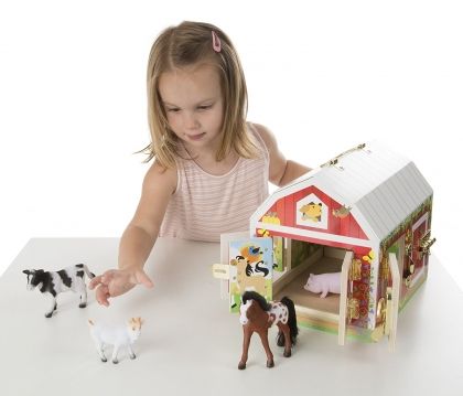 melissa & doug, дървена играчка, хамбар, обор, ферма, животни, селскостопански животни, дървена игра, игра, игри, играчка, играчки