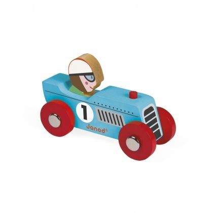 Janod - Дървена състезателна количка - Ретро 