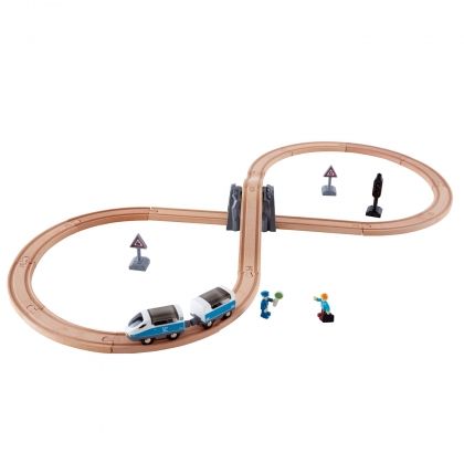 hape, дървени релси със знаци и влак, осморка, дървени релси, знаци, влак, влакче, вагони, машинист, пътник, релси, влакове и релси, игра, игри, играчка, играчки