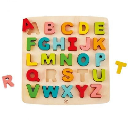 hape, дървен пъзел, главни букви, английската азбука, английска азбука, азбука, букви, писане, четене, пъзел, пъзели, puzzle, puzzles