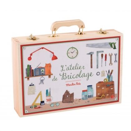 Moulin Roty, кутия за инструменти, детски инструменти, инструменти за деца, строителни инструменти, строителство, детско строителство 